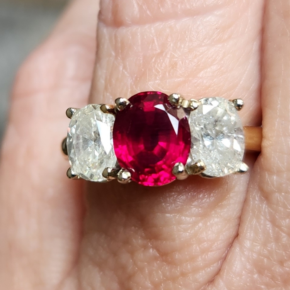 Ladies 14K Yellow Gold Ruby and Diamond Ring